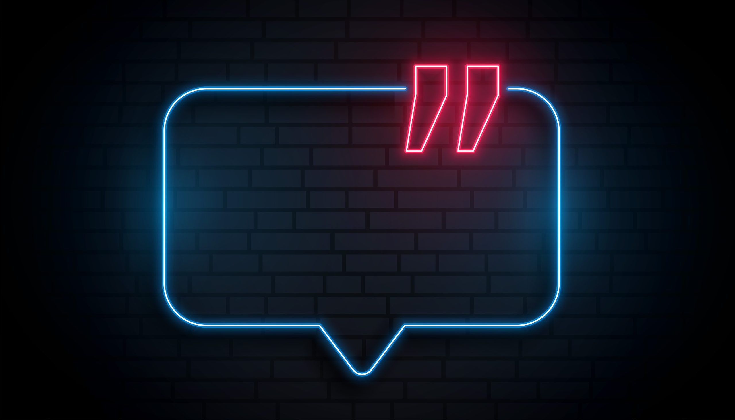 neon quote box with text space